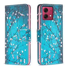 Coque Portefeuille Motif Fantaisie Livre Cuir Etui Clapet B01F pour Motorola Moto G84 5G Cyan