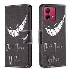 Coque Portefeuille Motif Fantaisie Livre Cuir Etui Clapet B01F pour Motorola Moto G84 5G Noir