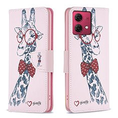 Coque Portefeuille Motif Fantaisie Livre Cuir Etui Clapet B01F pour Motorola Moto G84 5G Rose