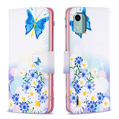 Coque Portefeuille Motif Fantaisie Livre Cuir Etui Clapet B01F pour Nokia C12 Bleu