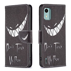 Coque Portefeuille Motif Fantaisie Livre Cuir Etui Clapet B01F pour Nokia C12 Noir