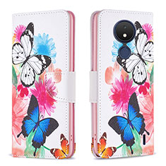 Coque Portefeuille Motif Fantaisie Livre Cuir Etui Clapet B01F pour Nokia C21 Colorful