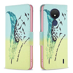 Coque Portefeuille Motif Fantaisie Livre Cuir Etui Clapet B01F pour Nokia C21 Pastel Vert