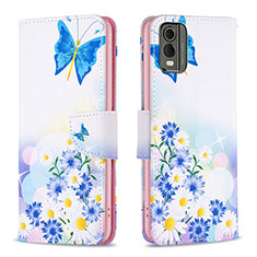 Coque Portefeuille Motif Fantaisie Livre Cuir Etui Clapet B01F pour Nokia C210 Bleu