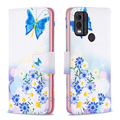 Coque Portefeuille Motif Fantaisie Livre Cuir Etui Clapet B01F pour Nokia C22 Bleu