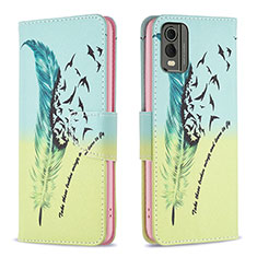 Coque Portefeuille Motif Fantaisie Livre Cuir Etui Clapet B01F pour Nokia C32 Pastel Vert