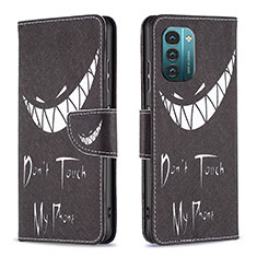 Coque Portefeuille Motif Fantaisie Livre Cuir Etui Clapet B01F pour Nokia G11 Noir