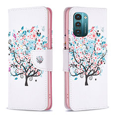 Coque Portefeuille Motif Fantaisie Livre Cuir Etui Clapet B01F pour Nokia G21 Blanc