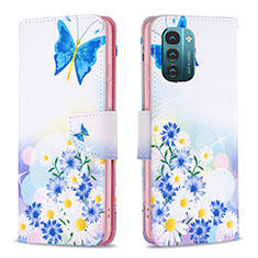 Coque Portefeuille Motif Fantaisie Livre Cuir Etui Clapet B01F pour Nokia G21 Bleu