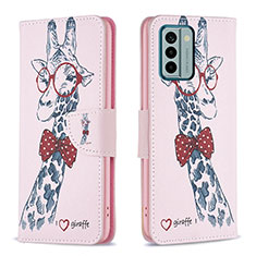 Coque Portefeuille Motif Fantaisie Livre Cuir Etui Clapet B01F pour Nokia G22 Rose