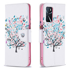 Coque Portefeuille Motif Fantaisie Livre Cuir Etui Clapet B01F pour Oppo A16 Blanc