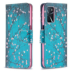 Coque Portefeuille Motif Fantaisie Livre Cuir Etui Clapet B01F pour Oppo A16 Cyan