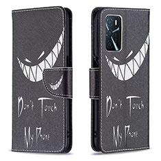 Coque Portefeuille Motif Fantaisie Livre Cuir Etui Clapet B01F pour Oppo A16 Noir