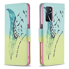 Coque Portefeuille Motif Fantaisie Livre Cuir Etui Clapet B01F pour Oppo A16 Pastel Vert