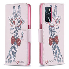 Coque Portefeuille Motif Fantaisie Livre Cuir Etui Clapet B01F pour Oppo A16 Rose