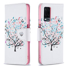 Coque Portefeuille Motif Fantaisie Livre Cuir Etui Clapet B01F pour Oppo A54 4G Blanc