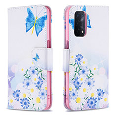 Coque Portefeuille Motif Fantaisie Livre Cuir Etui Clapet B01F pour Oppo A54 5G Bleu