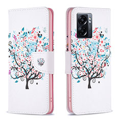 Coque Portefeuille Motif Fantaisie Livre Cuir Etui Clapet B01F pour Oppo A57 5G Blanc