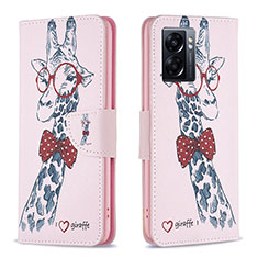 Coque Portefeuille Motif Fantaisie Livre Cuir Etui Clapet B01F pour Oppo A57 5G Rose