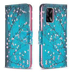 Coque Portefeuille Motif Fantaisie Livre Cuir Etui Clapet B01F pour Oppo A74 4G Cyan