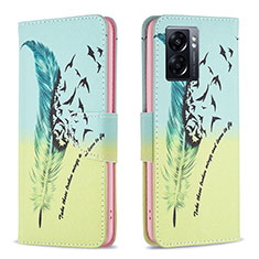 Coque Portefeuille Motif Fantaisie Livre Cuir Etui Clapet B01F pour Oppo A77 5G Pastel Vert