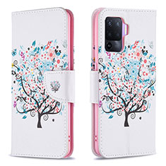 Coque Portefeuille Motif Fantaisie Livre Cuir Etui Clapet B01F pour Oppo A94 4G Blanc