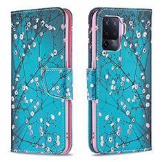 Coque Portefeuille Motif Fantaisie Livre Cuir Etui Clapet B01F pour Oppo A94 4G Cyan