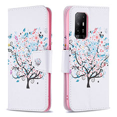 Coque Portefeuille Motif Fantaisie Livre Cuir Etui Clapet B01F pour Oppo A94 5G Blanc