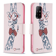 Coque Portefeuille Motif Fantaisie Livre Cuir Etui Clapet B01F pour Oppo A94 5G Rose