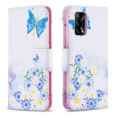 Coque Portefeuille Motif Fantaisie Livre Cuir Etui Clapet B01F pour Oppo A95 4G Bleu