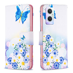 Coque Portefeuille Motif Fantaisie Livre Cuir Etui Clapet B01F pour Oppo A96 5G Bleu