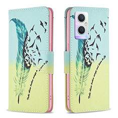 Coque Portefeuille Motif Fantaisie Livre Cuir Etui Clapet B01F pour Oppo A96 5G Pastel Vert