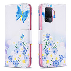 Coque Portefeuille Motif Fantaisie Livre Cuir Etui Clapet B01F pour Oppo F19 Pro Bleu