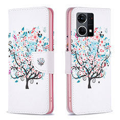 Coque Portefeuille Motif Fantaisie Livre Cuir Etui Clapet B01F pour Oppo F21 Pro 4G Blanc