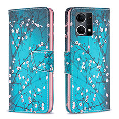 Coque Portefeuille Motif Fantaisie Livre Cuir Etui Clapet B01F pour Oppo F21 Pro 4G Cyan