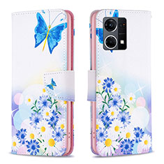 Coque Portefeuille Motif Fantaisie Livre Cuir Etui Clapet B01F pour Oppo F21s Pro 4G Bleu