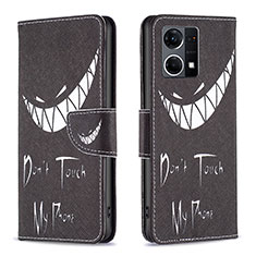 Coque Portefeuille Motif Fantaisie Livre Cuir Etui Clapet B01F pour Oppo F21s Pro 4G Noir