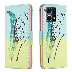 Coque Portefeuille Motif Fantaisie Livre Cuir Etui Clapet B01F pour Oppo F21s Pro 4G Pastel Vert