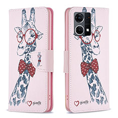 Coque Portefeuille Motif Fantaisie Livre Cuir Etui Clapet B01F pour Oppo F21s Pro 4G Rose