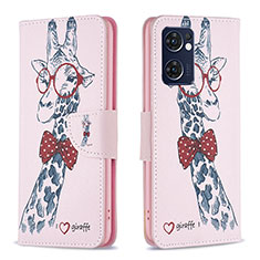 Coque Portefeuille Motif Fantaisie Livre Cuir Etui Clapet B01F pour Oppo Find X5 Lite 5G Rose