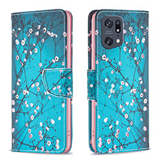 Coque Portefeuille Motif Fantaisie Livre Cuir Etui Clapet B01F pour Oppo Find X5 Pro 5G Cyan