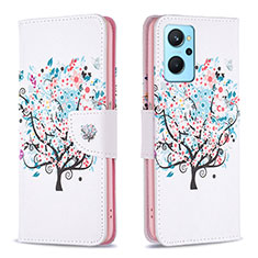 Coque Portefeuille Motif Fantaisie Livre Cuir Etui Clapet B01F pour Oppo K10 4G Blanc