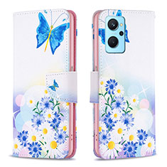 Coque Portefeuille Motif Fantaisie Livre Cuir Etui Clapet B01F pour Oppo K10 4G Bleu