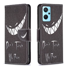 Coque Portefeuille Motif Fantaisie Livre Cuir Etui Clapet B01F pour Oppo K10 4G Noir