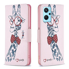 Coque Portefeuille Motif Fantaisie Livre Cuir Etui Clapet B01F pour Oppo K10 4G Rose