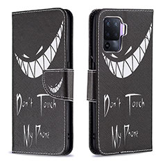 Coque Portefeuille Motif Fantaisie Livre Cuir Etui Clapet B01F pour Oppo Reno5 F Noir