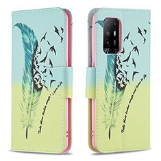 Coque Portefeuille Motif Fantaisie Livre Cuir Etui Clapet B01F pour Oppo Reno5 Z 5G Pastel Vert