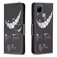 Coque Portefeuille Motif Fantaisie Livre Cuir Etui Clapet B01F pour Realme 7i RMX2193 Noir