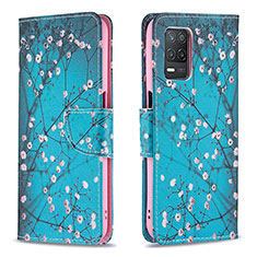 Coque Portefeuille Motif Fantaisie Livre Cuir Etui Clapet B01F pour Realme 8 5G Cyan