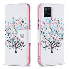 Coque Portefeuille Motif Fantaisie Livre Cuir Etui Clapet B01F pour Realme 8 Pro Blanc